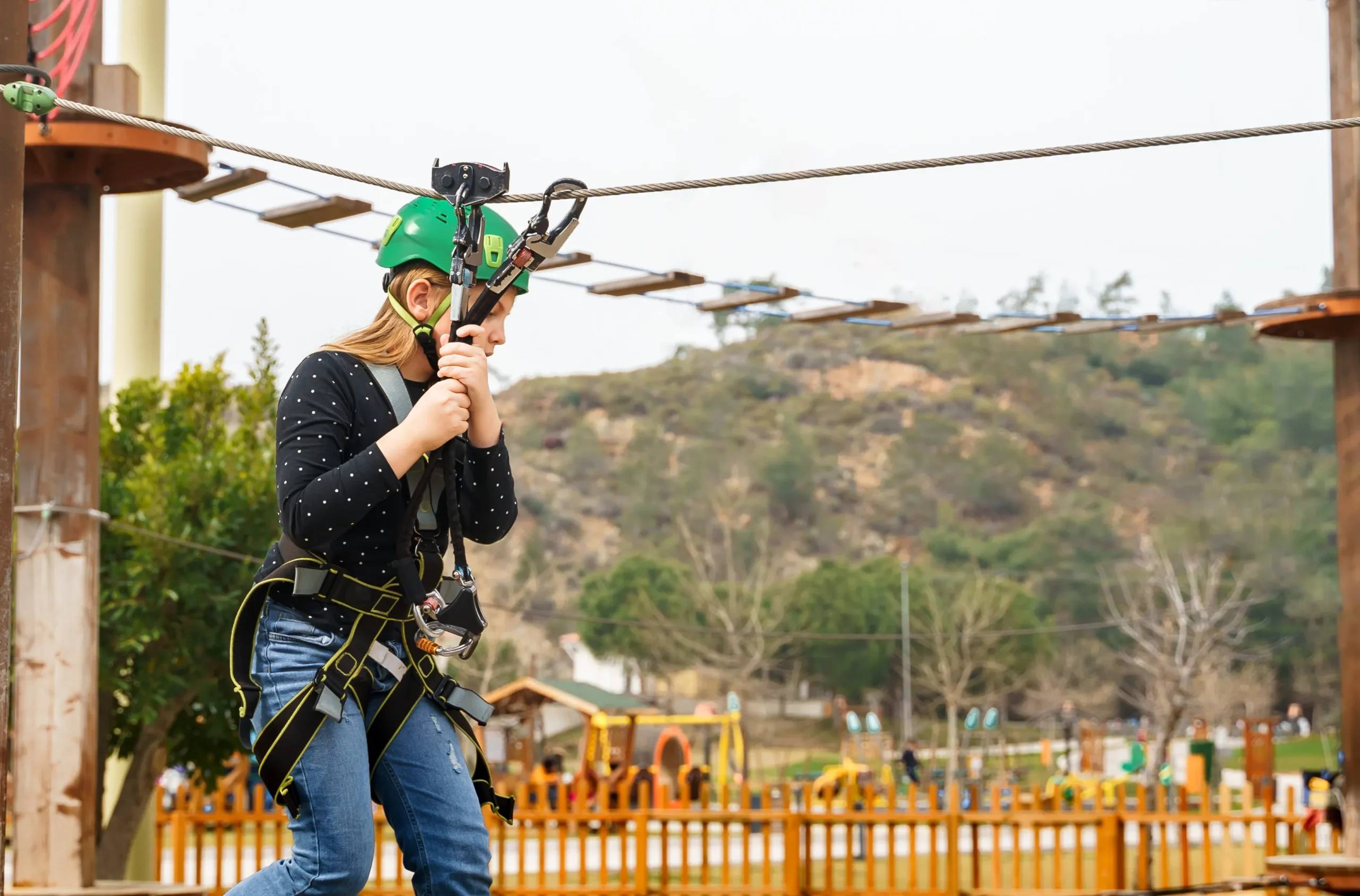 girl zip lining