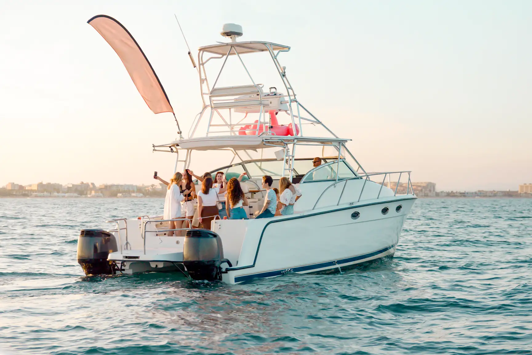 Group of people on a private boat rental