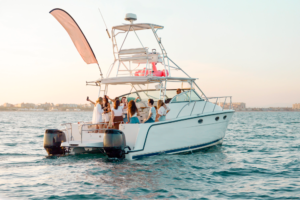 A group of friends on a charter boat.