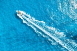 Ski boat in the ocean.